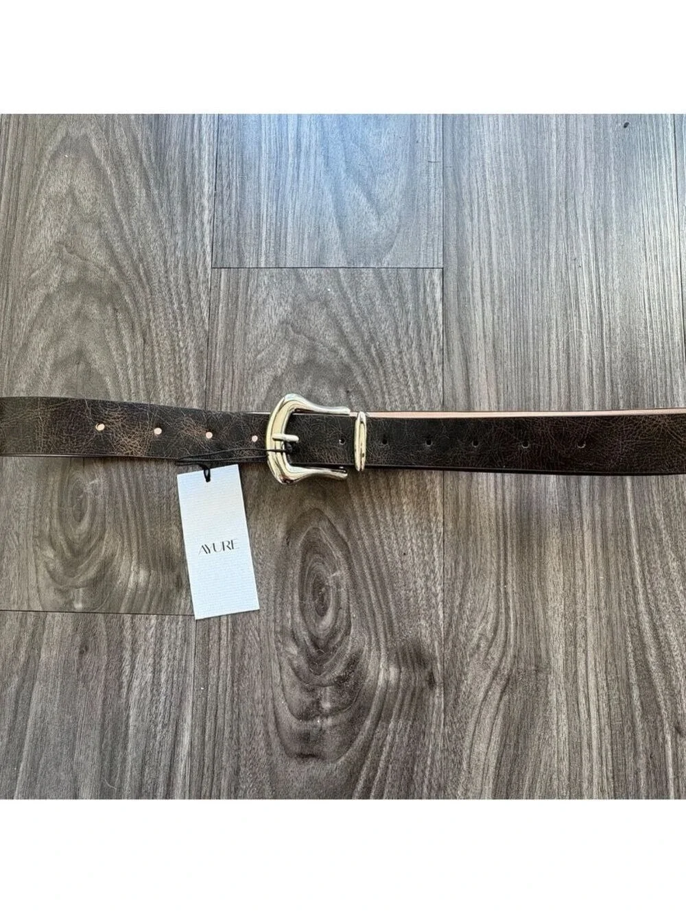Ayure Bowie Brown and Silver Textured Belt NEW